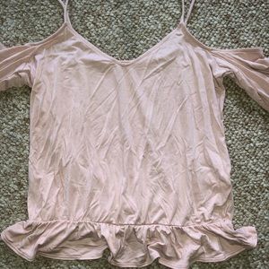American eagle cold shoulder pink top